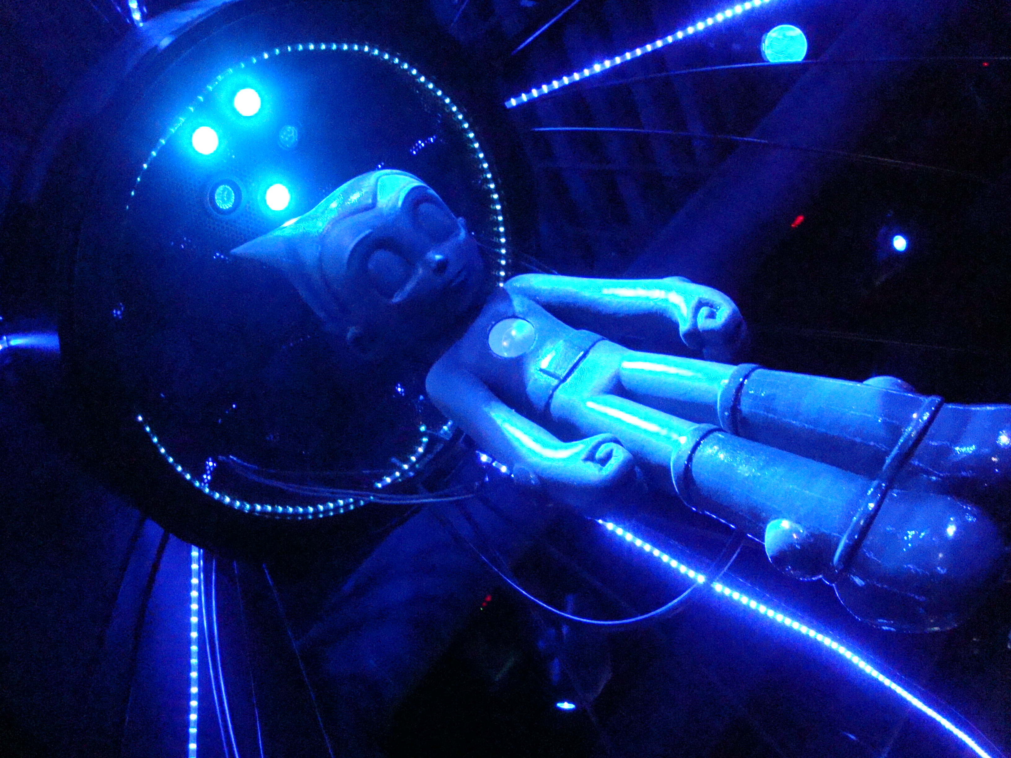 Blue neon robot arm
