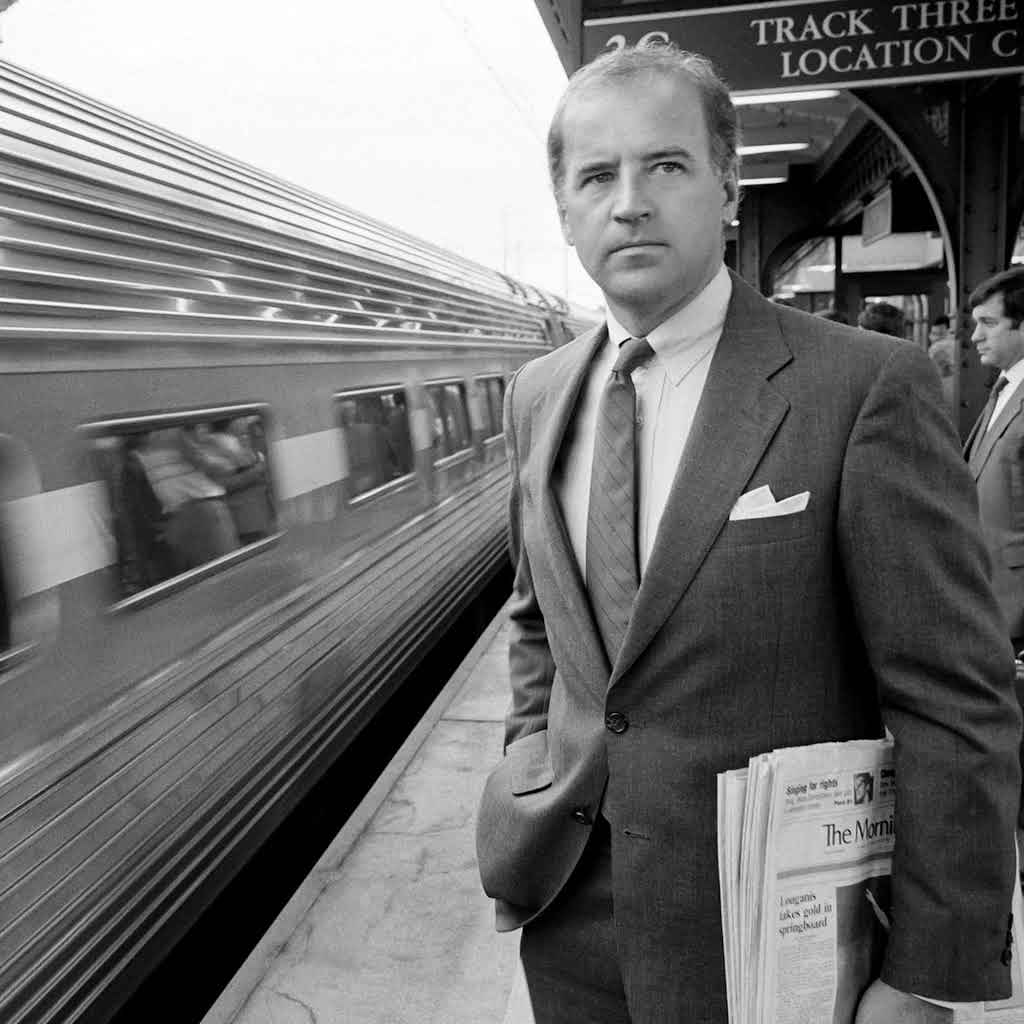 Biden reading on train