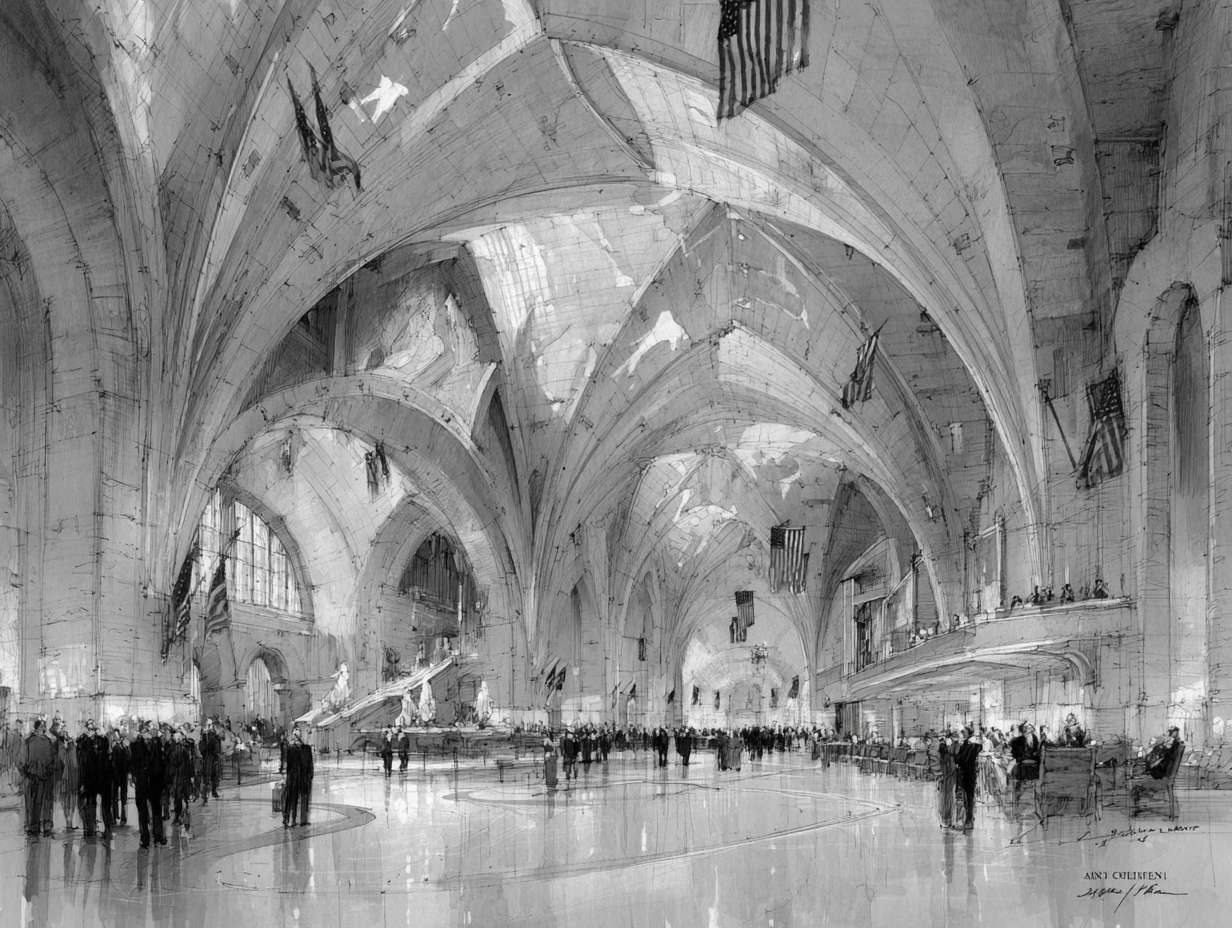 Grand arched hall sketch